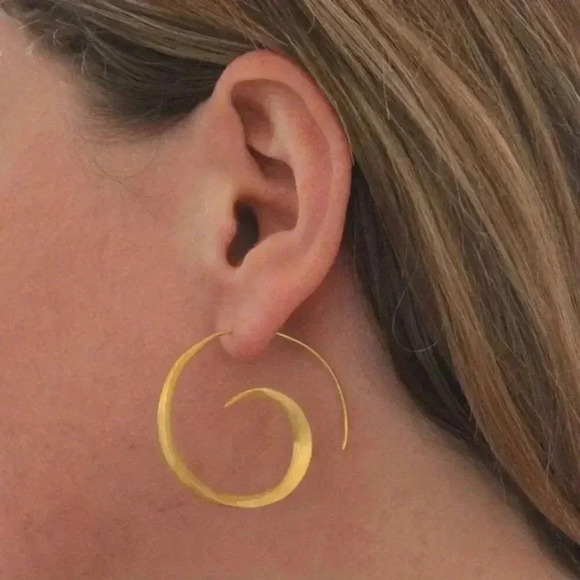 HIGH QUALITY Jewelry - Vintage Alloy Spiral Hoop Earrings (Color: Golden)